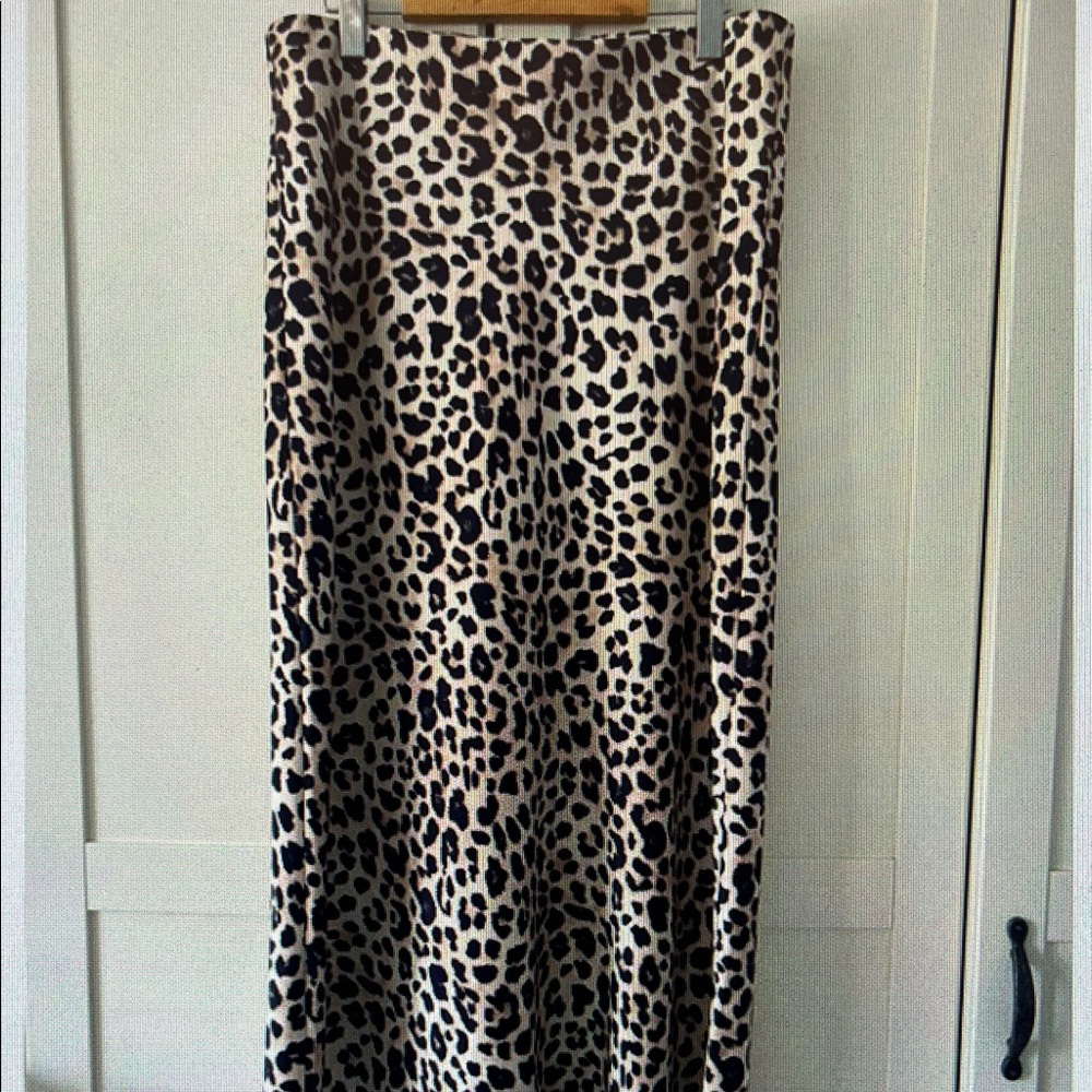 Leopard Print Maxi Skirt - Black and Cream